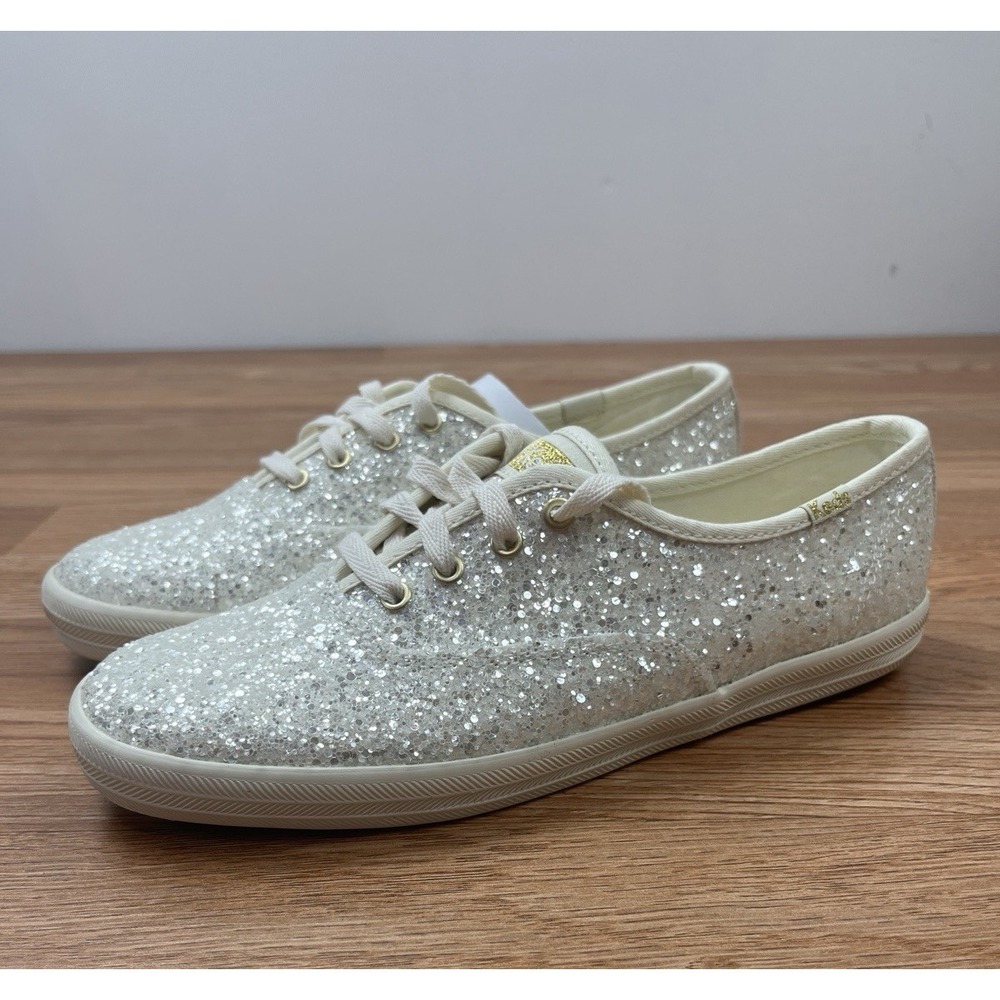 Keds Champion Glitter Lace Up‎ Women's Sneakers Size 6.5 Cream NEW